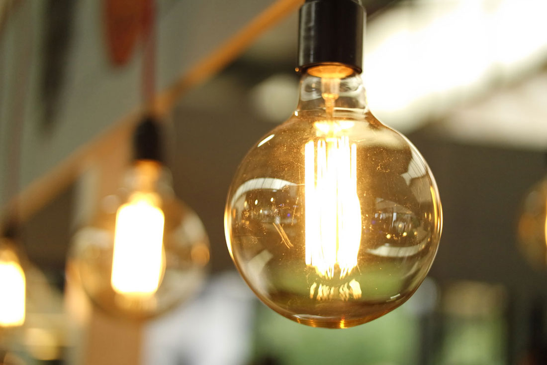 A decorative Edison light bulb.